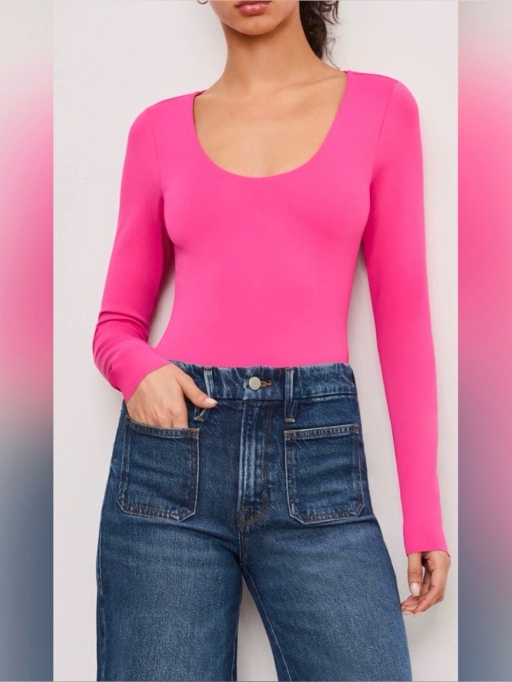 Perfect like new Good American Sculpting Scoop Neck Bodysuit - Ballerina Pink M